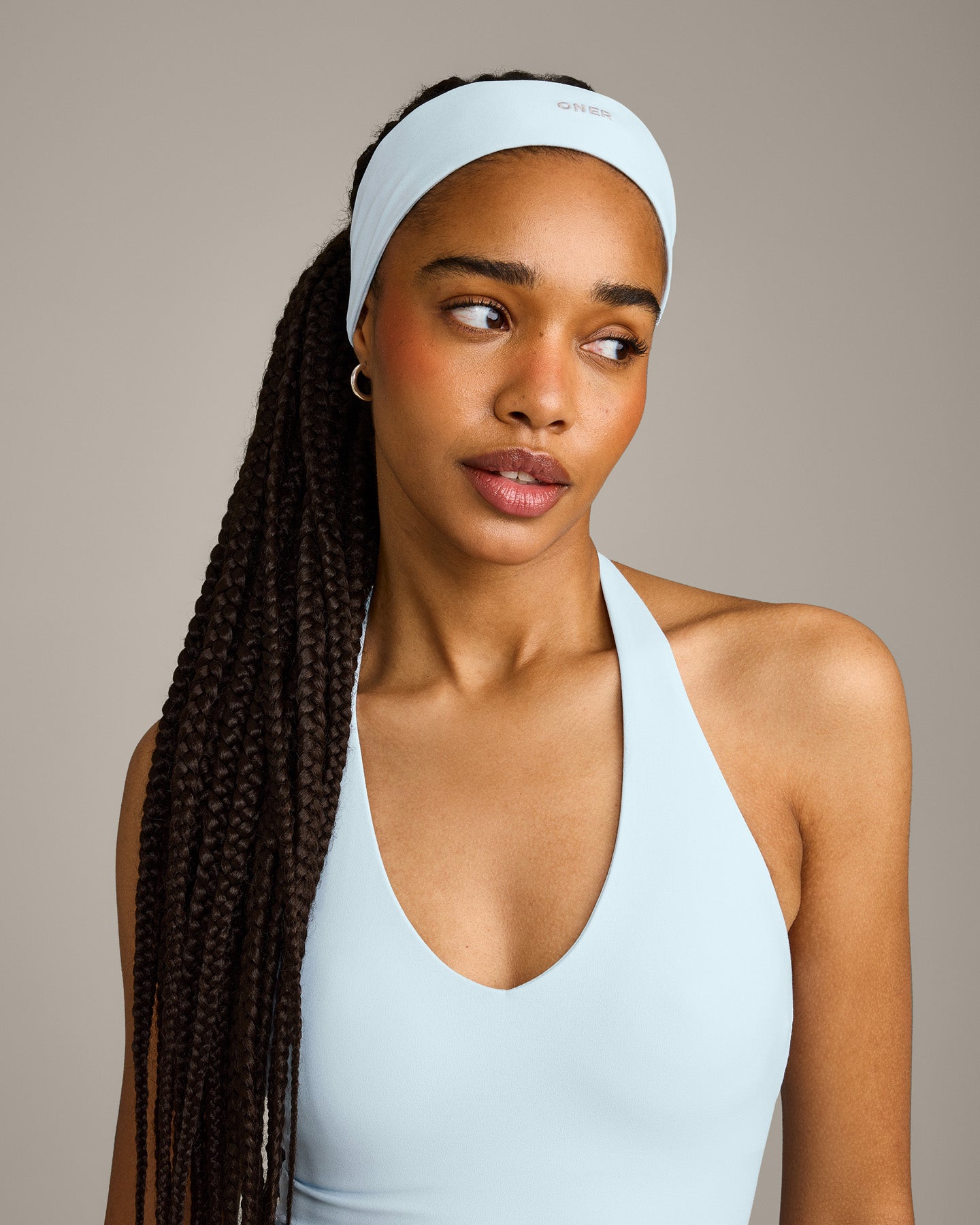 SoftMotion™ Headband with Gray Logo | Cloud Blue