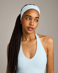 SoftMotion™ Headband with Gray Logo | Cloud Blue