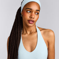 SoftMotion™ Headband with Gray Logo | Cloud Blue