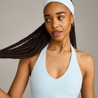 SoftMotion™ Headband with Gray Logo | Cloud Blue