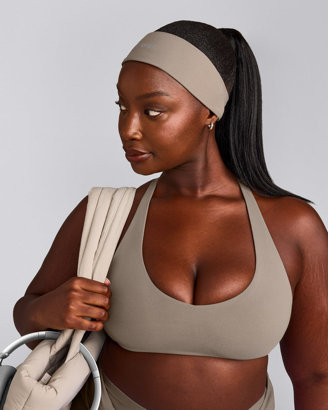SoftMotion™ Headband with Gray Logo | Minky