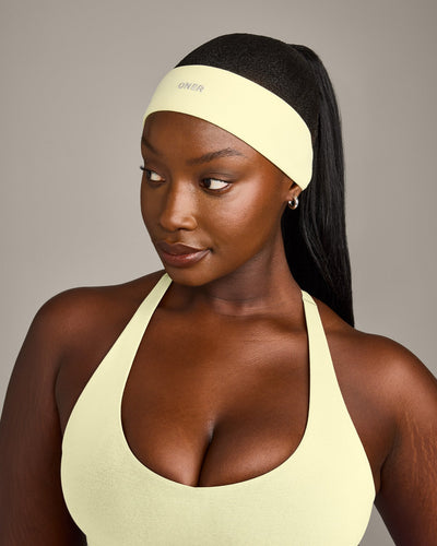 SoftMotion™ Headband with Gray Logo | Pastel Yellow