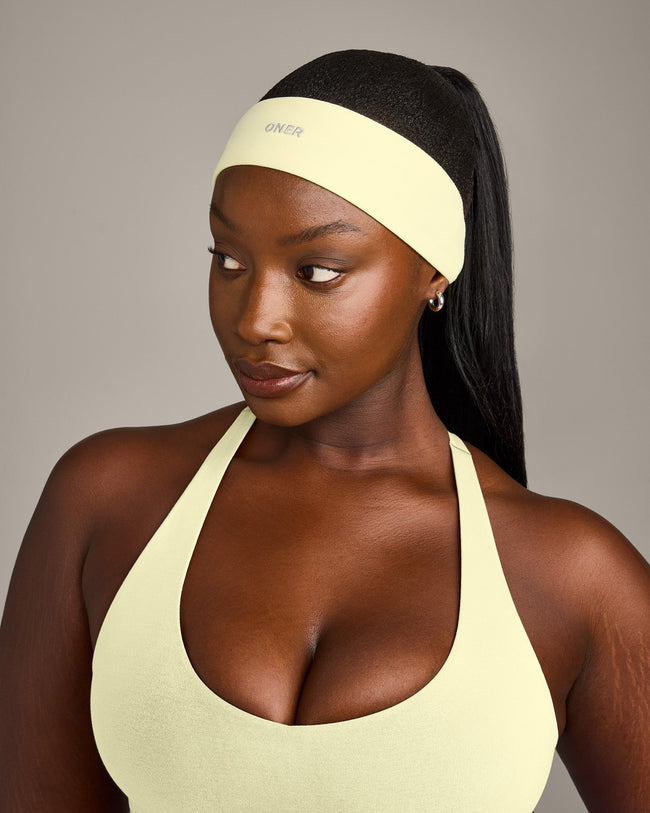 SoftMotion™ Headband with Gray Logo | Pastel Yellow