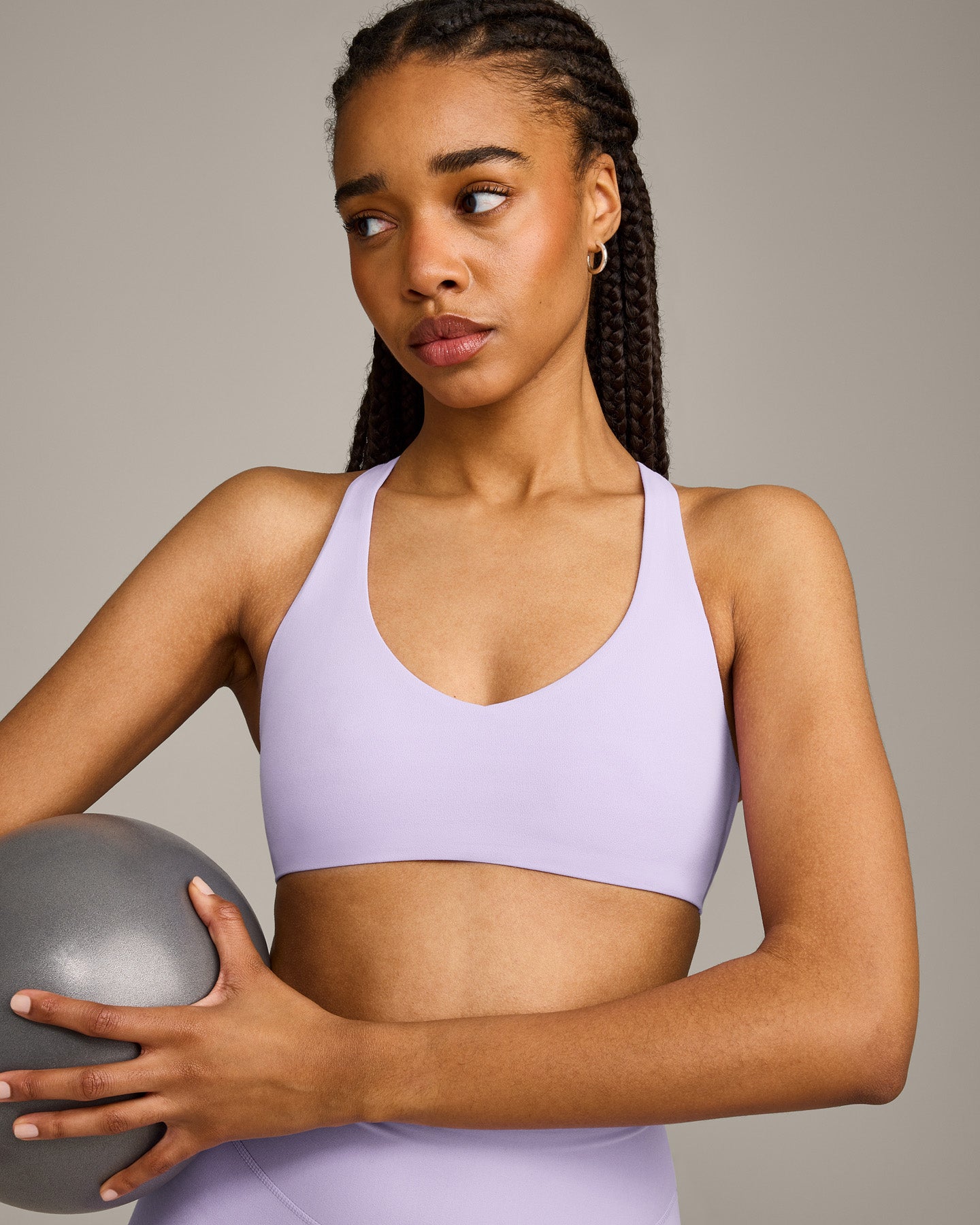 SoftMotion™ Bralette with Gray Logo | Lavender Purple