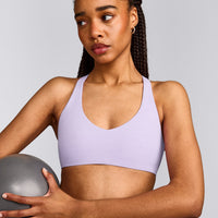 SoftMotion™ Bralette with Gray Logo | Lavender Purple