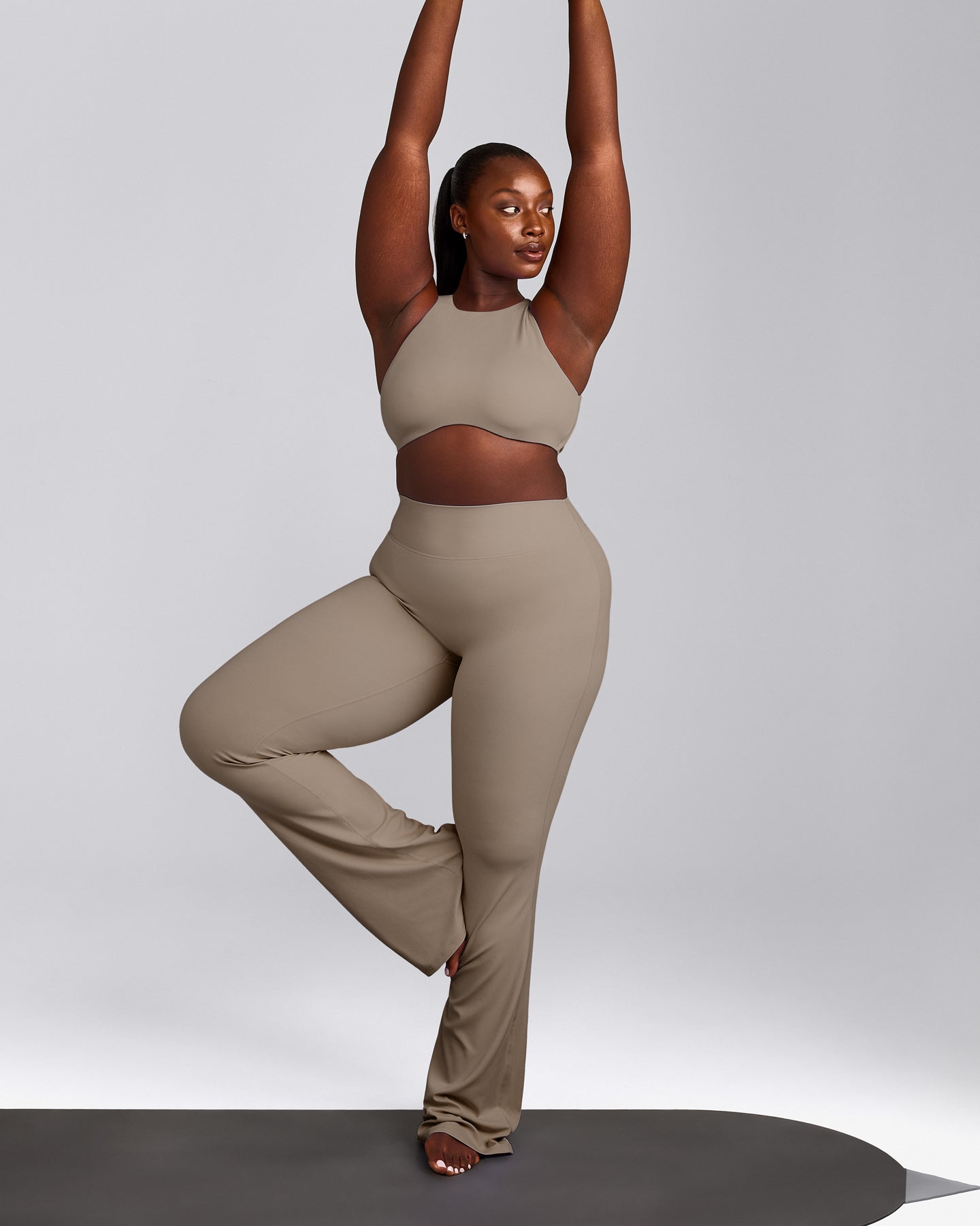 SoftMotion™ High Neck Sports Bra with Gray Logo | Minky