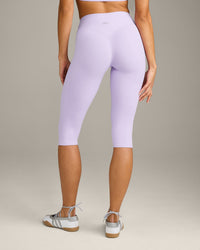 SoftMotion™ High Waisted Capri Leggings with Gray Logo | Lavender Purple