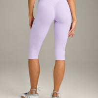 SoftMotion™ High Waisted Capri Leggings with Gray Logo | Lavender Purple