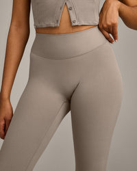 SoftMotion™ High Waisted Capri Leggings with Gray Logo | Minky