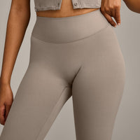 SoftMotion™ High Waisted Capri Leggings with Gray Logo | Minky