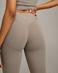 SoftMotion™ High Waisted Capri Leggings with Gray Logo | Minky