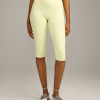 SoftMotion™ High Waisted Capri Leggings with Gray Logo | Pastel Yellow