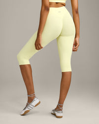 SoftMotion™ High Waisted Capri Leggings with Gray Logo | Pastel Yellow