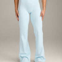 SoftMotion™ Flared Pants with Gray Logo | Cloud Blue
