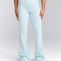 SoftMotion™ Flared Pants with Gray Logo | Cloud Blue