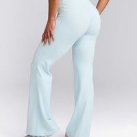 SoftMotion™ Flared Pants with Gray Logo | Cloud Blue