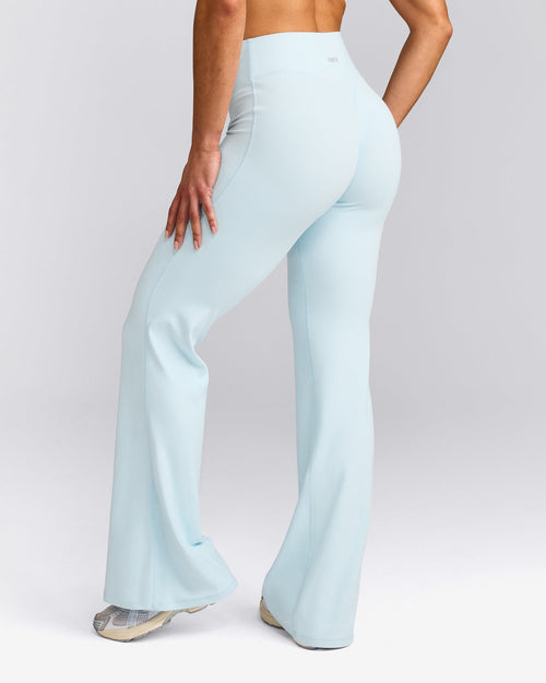 SoftMotion™ Flared Pants with Gray Logo | Cloud Blue