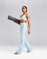 SoftMotion™ Flared Pants with Gray Logo | Cloud Blue