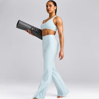 SoftMotion™ Flared Pants with Gray Logo | Cloud Blue