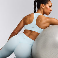 SoftMotion™ Flared Pants with Gray Logo | Cloud Blue