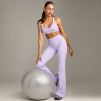 SoftMotion™ Flared Pants with Gray Logo | Lavender Purple
