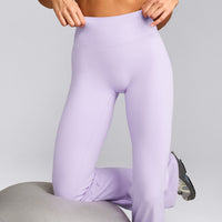 SoftMotion™ Flared Pants with Gray Logo | Lavender Purple
