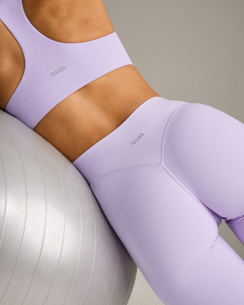 SoftMotion™ Flared Pants with Gray Logo | Lavender Purple