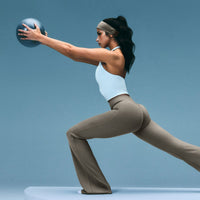 SoftMotion™ Flared Pants with Gray Logo | Minky