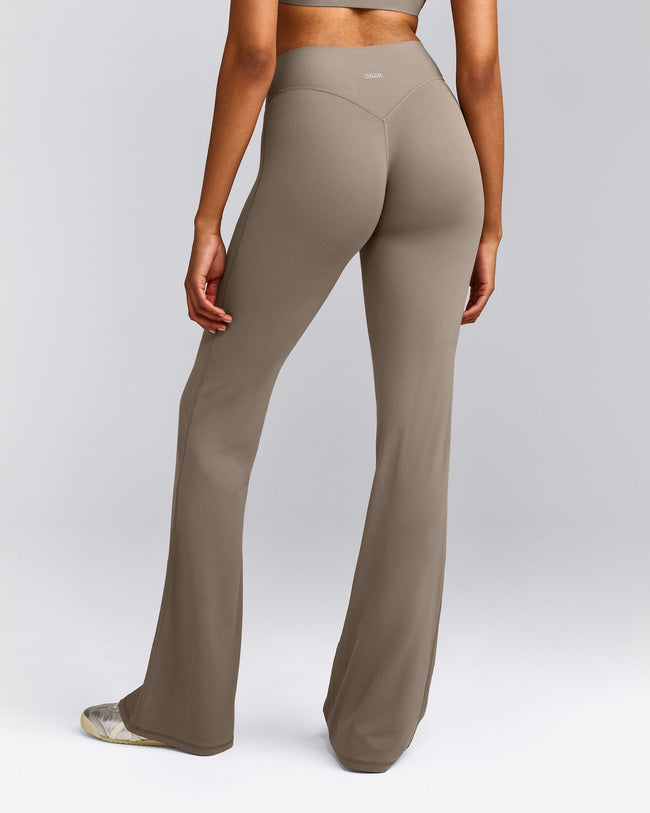 SoftMotion™ Flared Pants with Gray Logo | Minky