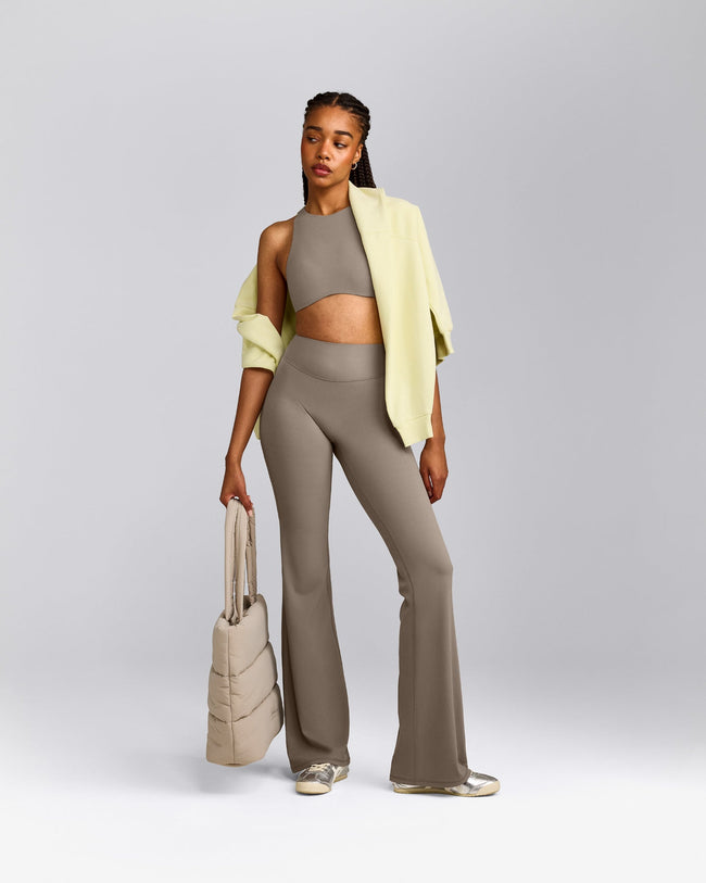 SoftMotion™ Flared Pants with Gray Logo | Minky