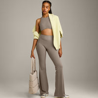 SoftMotion™ Flared Pants with Gray Logo | Minky