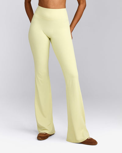 SoftMotion™ Flared Pants with Gray Logo | Pastel Yellow