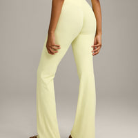 SoftMotion™ Flared Pants with Gray Logo | Pastel Yellow