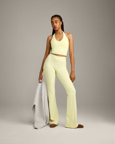 SoftMotion™ Flared Pants with Gray Logo | Pastel Yellow