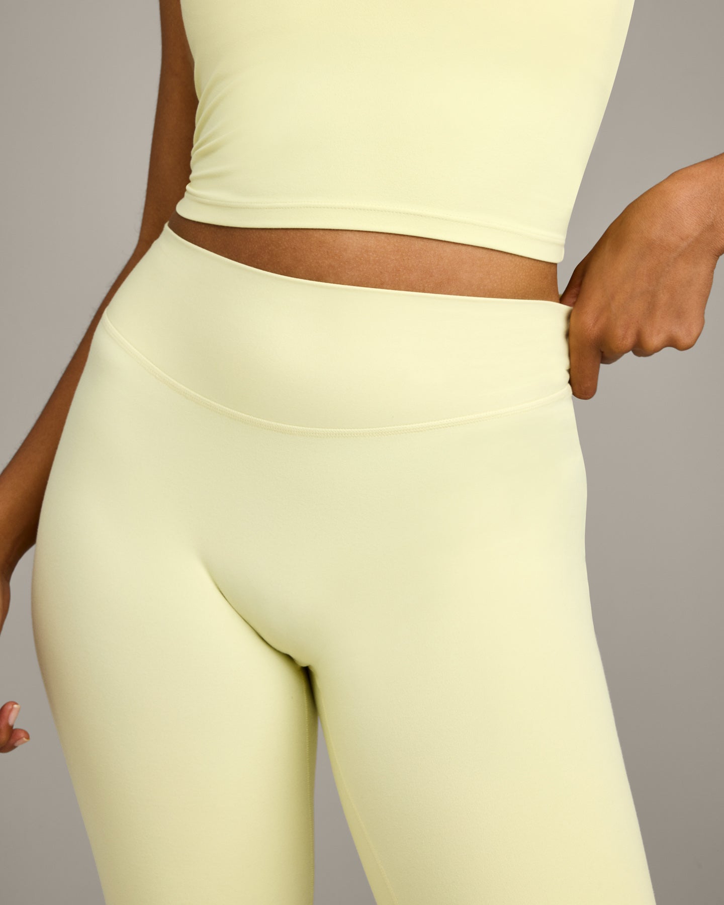 SoftMotion™ Flared Pants with Gray Logo | Pastel Yellow