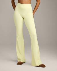 SoftMotion™ Flared Pants with Gray Logo | Pastel Yellow