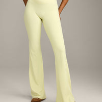 SoftMotion™ Flared Pants with Gray Logo | Pastel Yellow
