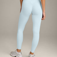 SoftMotion™ High Waisted Leggings with Gray Logo | Cloud Blue