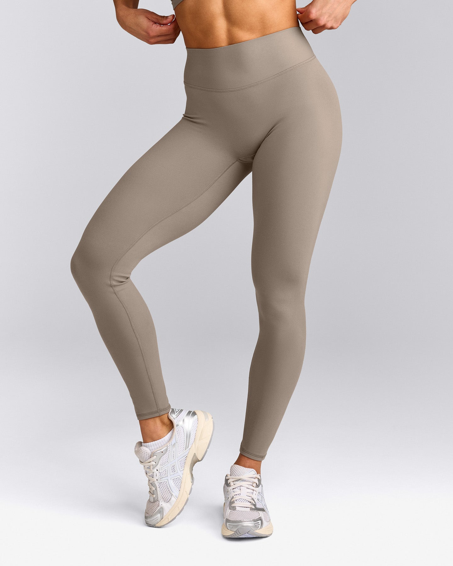 SoftMotion™ High Waisted Leggings with Gray Logo | Minky