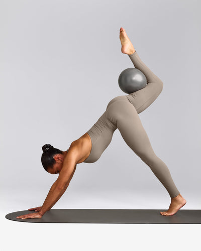 SoftMotion™ High Waisted Leggings with Gray Logo | Minky
