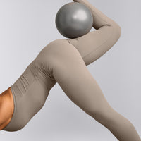 SoftMotion™ High Waisted Leggings with Gray Logo | Minky
