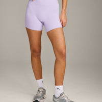 SoftMotion™ High Waisted Shorts 6" with Gray Logo | Lavender Purple