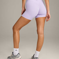 SoftMotion™ High Waisted Shorts 6" with Gray Logo | Lavender Purple