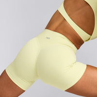 SoftMotion™ High Waisted Shorts 6" with Gray Logo | Pastel Yellow