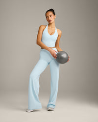 SoftMotion™ Straight Leg Pants with Gray Logo | Cloud Blue