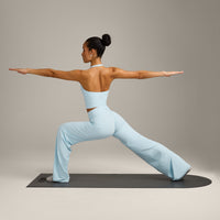 SoftMotion™ Straight Leg Pants with Gray Logo | Cloud Blue