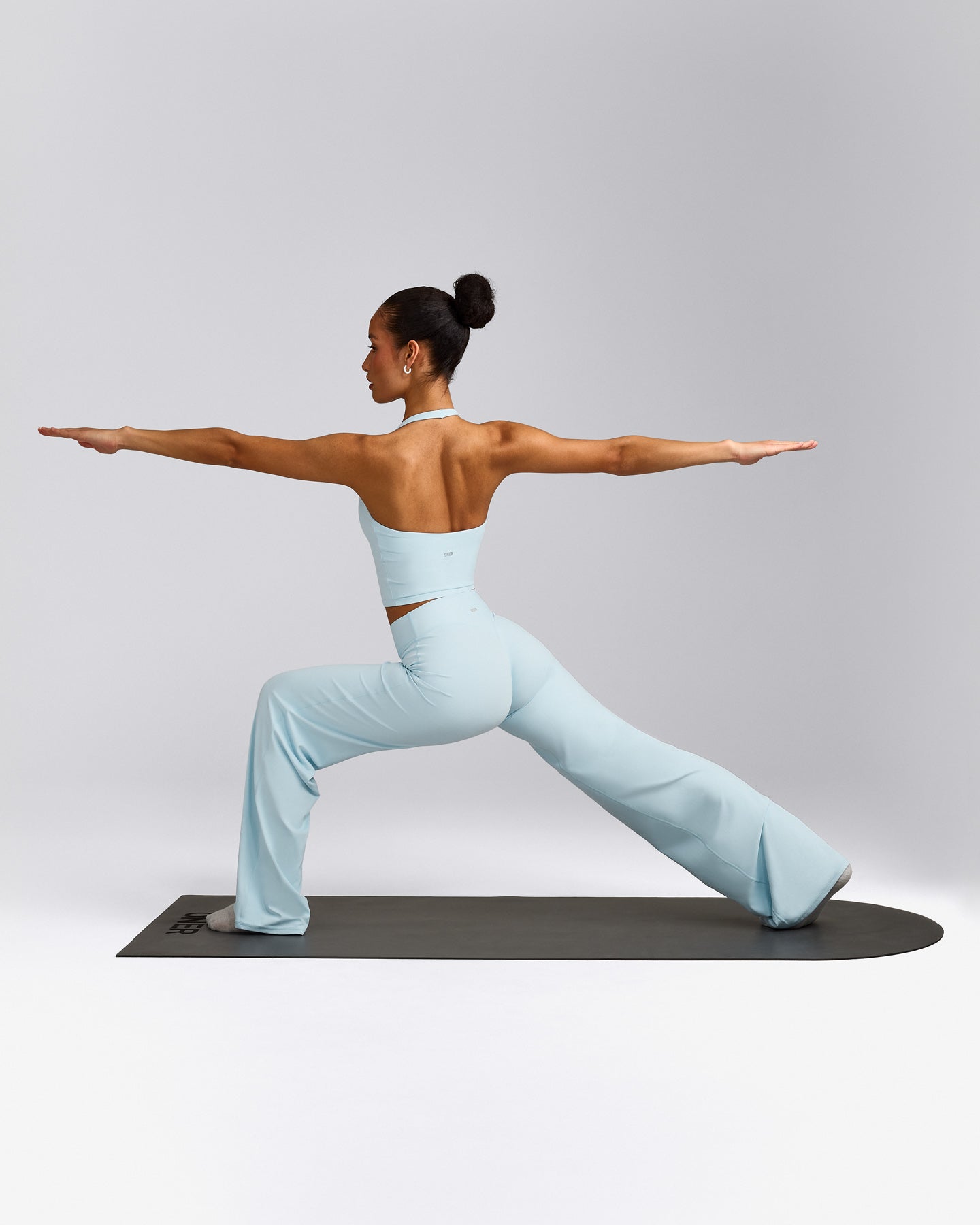 SoftMotion™ Straight Leg Pants with Gray Logo | Cloud Blue