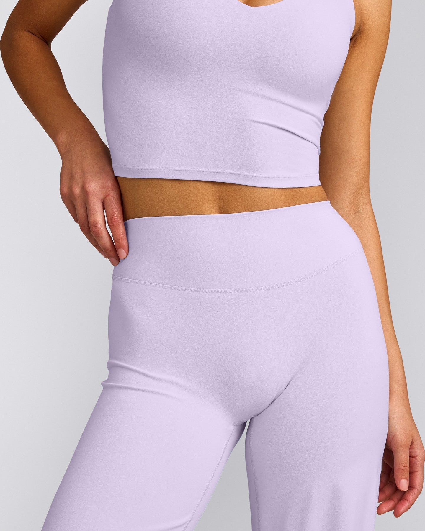 SoftMotion™ Straight Leg Pants with Gray Logo | Lavender Purple