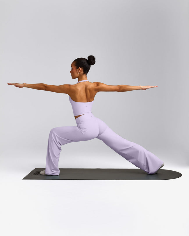 SoftMotion™ Straight Leg Pants with Gray Logo | Lavender Purple