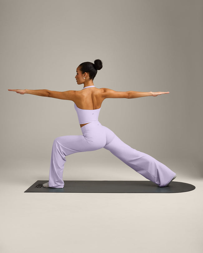 SoftMotion™ Straight Leg Pants with Gray Logo | Lavender Purple